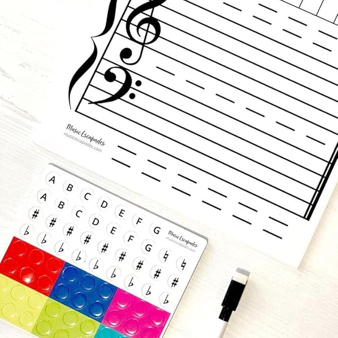Dry Erase Music Staff White Boards, Magnetic Dry Erase Board Note Reading Borad for Music Lessons Piano Teaching Music Gift, Double Sided Music Staff Whiteboard for Kids Students