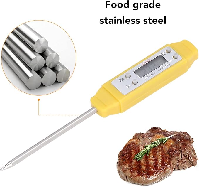 Akozon Digital Food Thermometer Automatic Calibration Pen High Accuracy Electronic Pocket Thermometer Yellow Home and Family Appliance and Decor