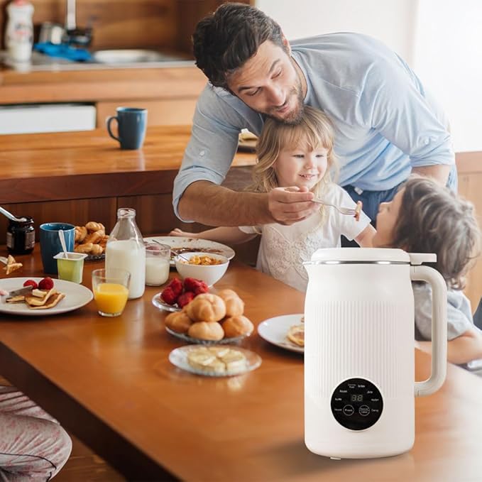 8-in1 Multifunction 40oz Nut Milk Maker Blender for Homemade Soy, Almond, Oat, Coconut, Plant Based Milks and Non-Dairy Beverages. Delayed Start, Automatic Cleaning, Boils Water, Keeps Drinks Warm.