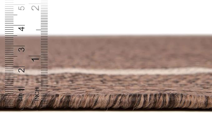 Unique Loom Outdoor Border Collection Area Rug - Soft Border (2' 7" x 10' Runner Brown/Ivory)