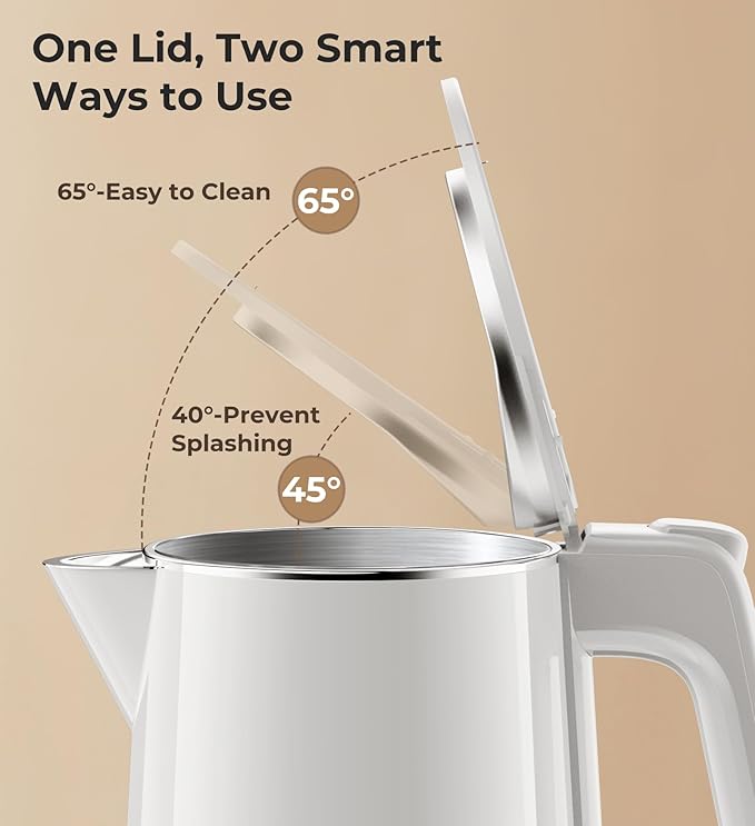 Electric Kettle 1.0L 1200W, 7 Temp Settings, 4H Keep-Warm, Fast-Boil Stainless Steel Electric Tea Kettle, 120V Water Boiler with Auto-Shut Off, Cool Touch PP Exterior for Home Office, White