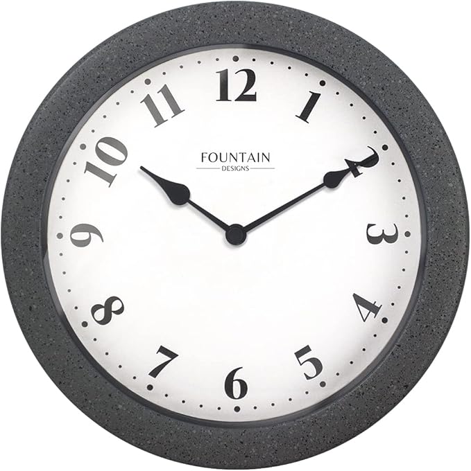 8.26" Small Nordic Indoor/Outdoor Clock, Waterproof & Weatherpoof Clock for Bathroom, Patio,Pool and Kitchen,Modern Style (Gray Sandstone Finish)
