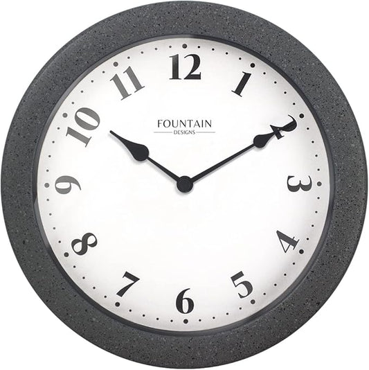 8.26" Small Nordic Indoor/Outdoor Clock, Waterproof & Weatherpoof Clock for Bathroom, Patio,Pool and Kitchen,Modern Style (Gray Sandstone Finish)
