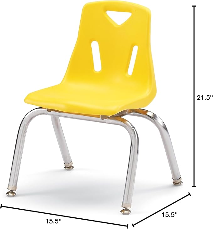 Jonti-Craft Berries 8142JC1007 Stacking Chair with Chrome-Plated Legs, 12" Height, Yellow