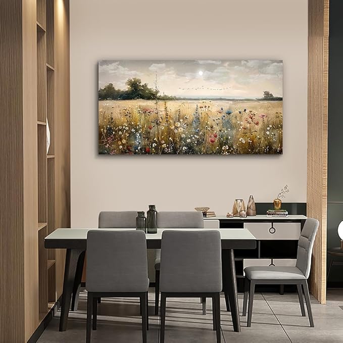 Wapluam Framed Wall Decor For Living Room Canvas Prints Wall Art Bedroom Office Decoration Vintage Abstract Painting Rural Natural Landscape Artwork Pictures Ready To Hang Farmhouse Large Home Decor