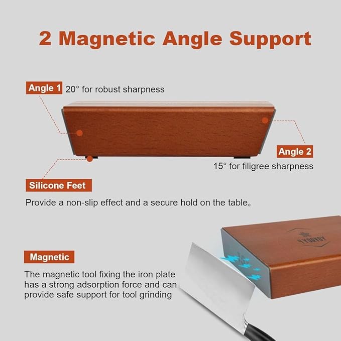 4 YORVOY Rolling Knife Sharpener Kit- Best Knife Sharpener Tool with 15 & 20 Degree Knife Sharpening Angle- Diamond and Ceramic Discs for Sharper Kitchen Knives- Best Gift for Cooking Enthusiasts