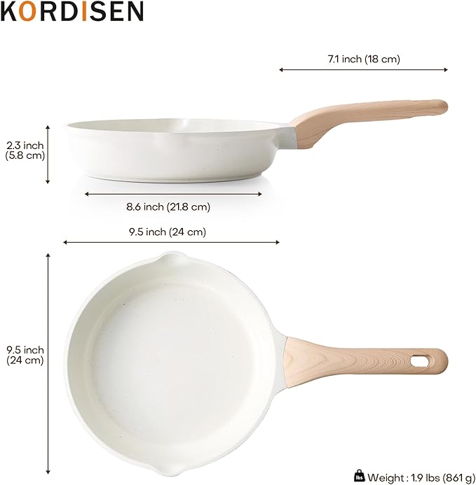 Ceramic Non Stick Frying Pans Skillet, 9.5 Inch Ceramic Frying Pan Nonstick for Cooking Non Toxic, Healthy Induction Cookware, Heat Resistant Handle, PFOA & PFAS Free