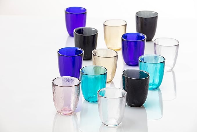 Fortessa Los Cabos Glass Drinkware Collection, 10 Ounce Tumbler (Set of 4), Cobalt
