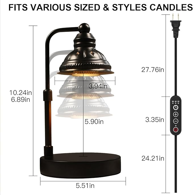 LIDORE Candle Warmer, Candle Warmer Lamp with Timer, Candle Lamp with USB Charger, Gift for Mothers Day Valentines Day Christmas New Year, Home Decor, Aromatherapy Warmer for Yoga