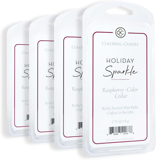Colonial Candle Holiday Sparkle Scented Wax Melts, Wax Melt Warmer Cubes, Long Lasting Scented Wax Warmer Cubes, 4 Pack, 6 Cubes Each - Made in The USA