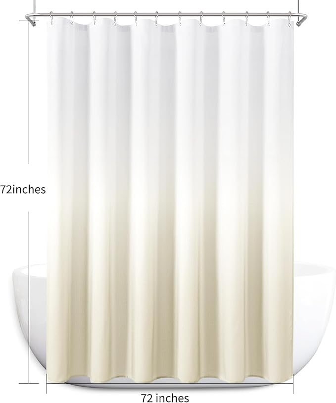 Naturoom Warm Beige Shower Curtains for Bathroom,Ombre Cloth Fabric Shower Curtain Set with 12 Hooks Denim Blue Bathroom Decor 72 x 72