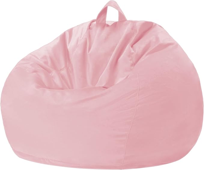 Homguava 2FT Bean Bag Chair: 2' Bean Bags with Memory Foam Filled,Comfy Beanbag Chairs Round Bean Bag Sofa with Dutch Velvet Cover-Light Pink