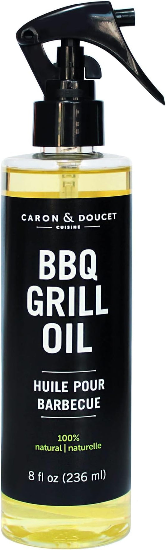 CARON & DOUCET - BBQ Grill Cleaner Oil | 100% Plant-Based & Vegan | Best for Cleaning Barbeque Grills & Grates | Use with Wooden Scrapers, Brushes, Accessories & Tools | Great Gift for Dad! (8oz)