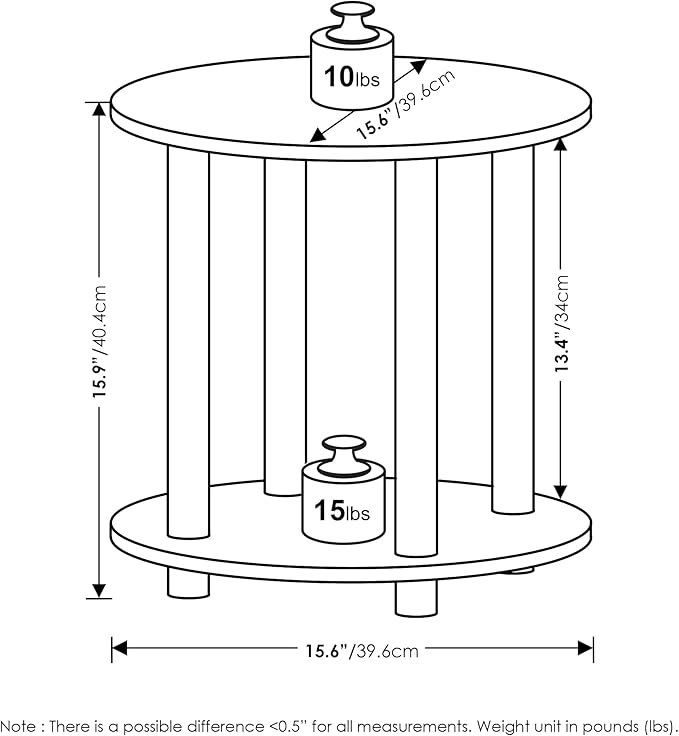 Furinno Turn-N-Tube Simple Design 2-Tier Round Wooden Small Coffee Table, Amber Pine