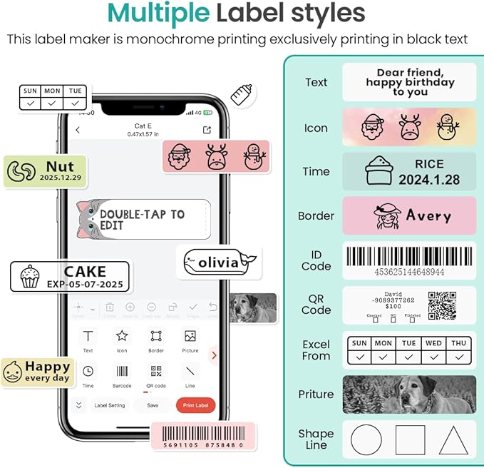 Phomemo Label Maker Machine with Tape, D35 Portable Bluetooth Handheld Label Printer Wireless Mini Labels Maker, Easy to Use with Smartphone Small Sticker Labeler Rechargeable for Home Office organize