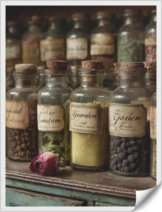 RPSIRVFO Oil Art Spices Wall Decor Unframed Spices on rustic shelf Ideal choice for wall decoration in living rooms bedrooms bathrooms offices