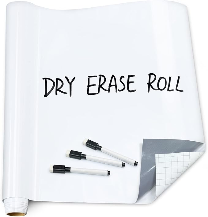 T&W SAME FILM White Board Dry Erase-Whiteboard Wall Sticker Roll 17.3''X78.7''-Self Adhesive Dry Erase Paper for Desk/Glass/Fridge/Office/Door/Classroom/Kids/Adults-3 Markers-White