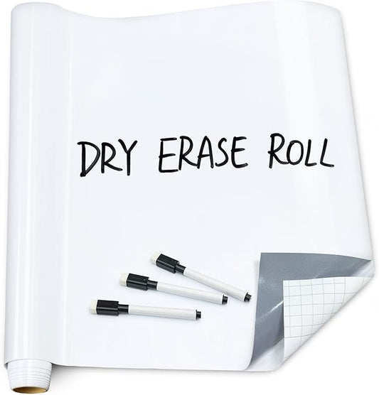 T&W SAME FILM White Board Dry Erase-Whiteboard Wall Sticker Roll 17.3''X78.7''-Self Adhesive Dry Erase Paper for Desk/Glass/Fridge/Office/Door/Classroom/Kids/Adults-3 Markers-White