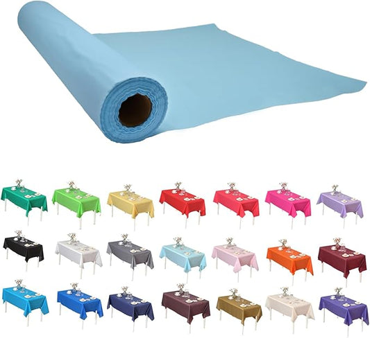 Craft And Party, Light Blue Plastic Table Cover Roll - 40in X 100 feet Heavy Duty Plastic Banquet Table Cover Roll. (Light Blue)