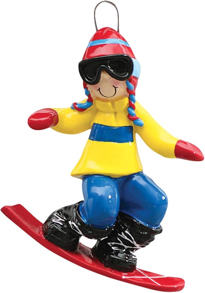 Personalized Snowboarding Christmas Ornament 2025 - Yellow Jacket Snowboarder Ornament Outdoor Fun Snowmobile Snowboarding Ornaments for Christmas Tree Snow for Ornaments by Elves