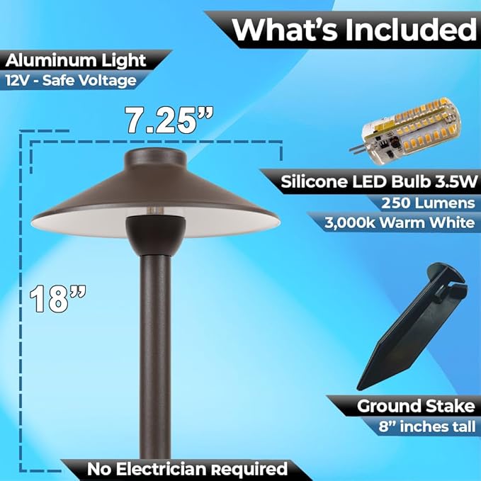 LED Pathway 128 Landscape Light 12V Solid Aluminum Low Voltage LED Light G4 3.5W 2700K Bulb Outdoor Mushroom Security Garden Patio Deck Pool Area Light Beautiful Bright Long Lasting