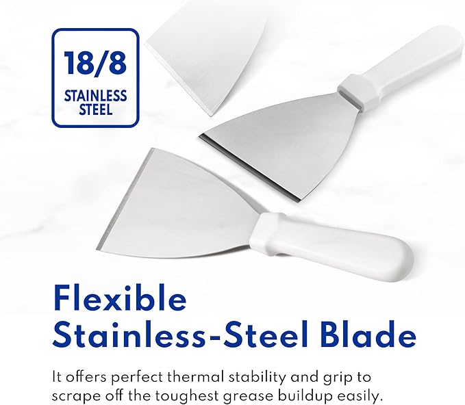 New Star Foodservice 38347 Plastic Handle Slant Edge Grill Scrapers, 4 by 8.5-Inch, White