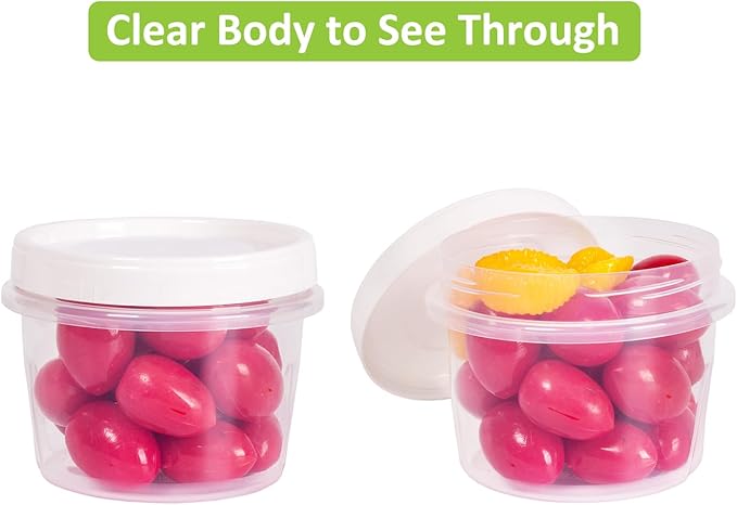 Screw Top Containers for Food 16 Oz, 15 Pack, 2 Cup Storage Containers with Lid, Reusable Twist Top Containers Twist Lock Stackable Round Twist Cap Plastic Freezer Container for Food, White