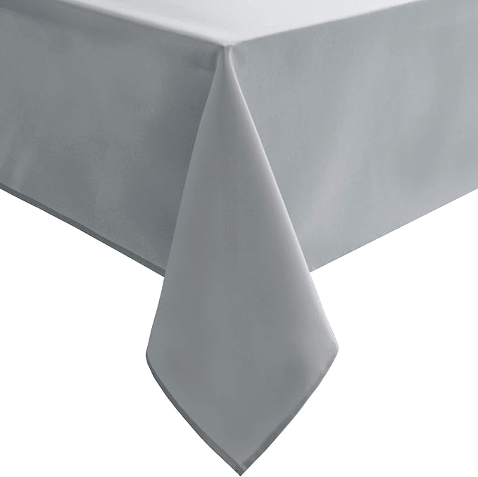 Hiasan Silver Grey Tablecloth for Rectangle Tables - Waterproof and Spillproof Washable Fabric Table Cloth for Dining Room Kitchen Party, 60 x 102 Inch