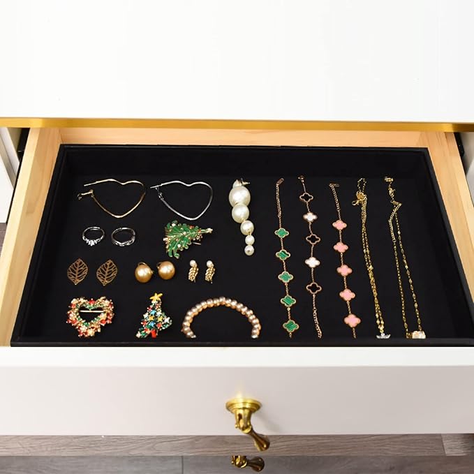 Black Velvet Stackable Jewelry Tray Showcase Display Stackable Necklace Bracelet Ring Showcase Display Empty Plate