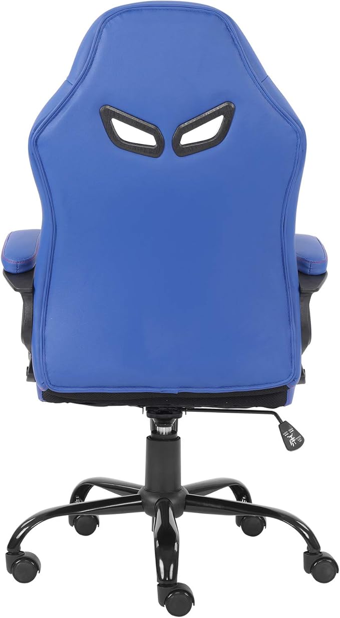 Modern-Depo Ergonomic Gaming Chair for Teenagers Juniors, High Back Swivel Racing Computer Chair, Height Adjustable Racing Gaming Chair, Soft Padded Armrest, Blue White