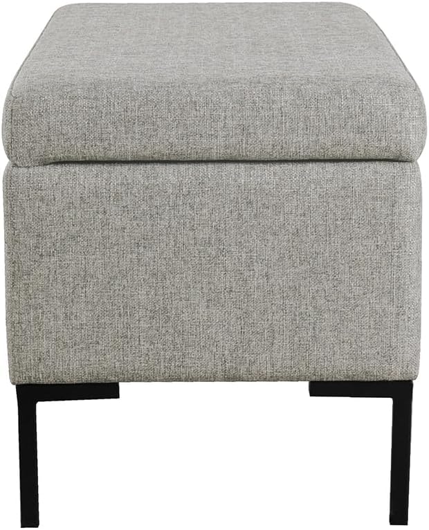 HomePop Upholstered Storage Bench with Metal Leg|Homepop Home Décor|Bench with Storage for Living Room & Entryway - Gray Woven