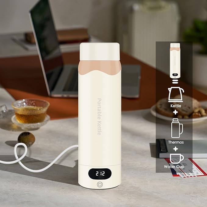 Travel Electric Kettle Portable Mini Kettle, 316 Stainless Steel 16.91Oz/500mL, Smart Small Hot Water Boiler with 4 Temperature,Fast Boiling water with Auto Shut-Off and Boil Dry Protection