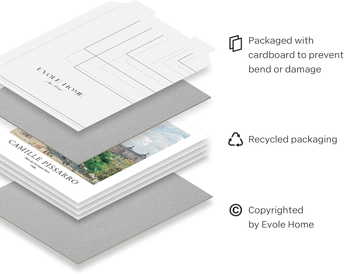 EVOLE HOME Camilie Pissarro Art Prints, Set of 4 Wall Art, Unframed 11x14 Art Prints, Giclée Prints, Impressionism Art Poster for Home Decor, Office Wall Decor, Gift for Men, Women