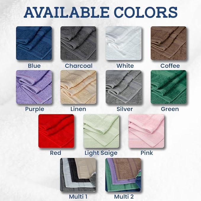 Casa Lino 4 Pack Bath Towels (27x54), 100% Pure Cotton, Luxury Bath Towels, Lightweight & Highly Absorbent, Quick Drying Towels for Bathroom, for Daily Use Bathroom, Light Sage