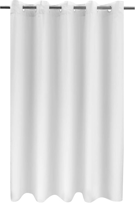 River Dream Fabric Shower Curtain No Hooks Needed - TPU Lining & No Liner Required, Hotel Shower Curtain for Bathroom with Built-in Hooks & Bottom Magnets, Waterproof, White, 71x74