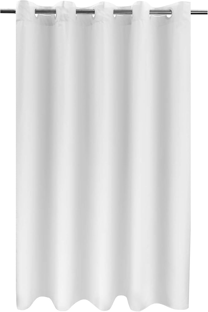 Extra Long No Hook Shower Curtain TPU Lining & No Required Liner, 71" x 86"(84") Hotel Fabric Shower Curtain for Bathroom, Bottom Magnets & Waterproof, White, 71x86