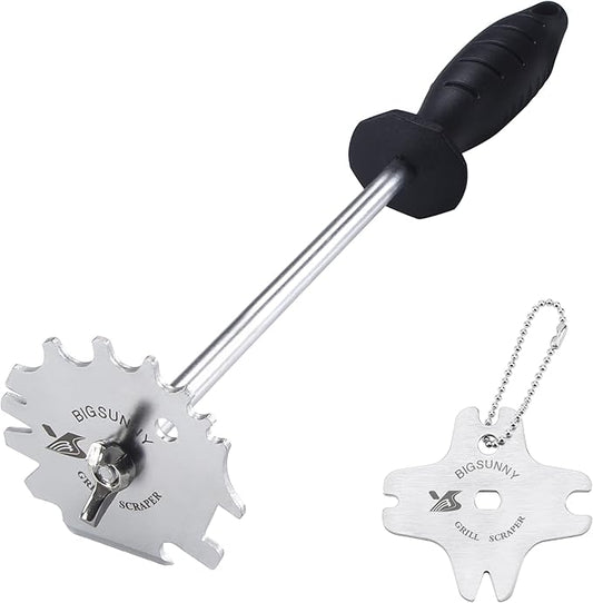 MSY BIGSUNNY Good Grip Stainless Steel Grill Scraper for BBQ Grate and Griddle (12" Scraper)