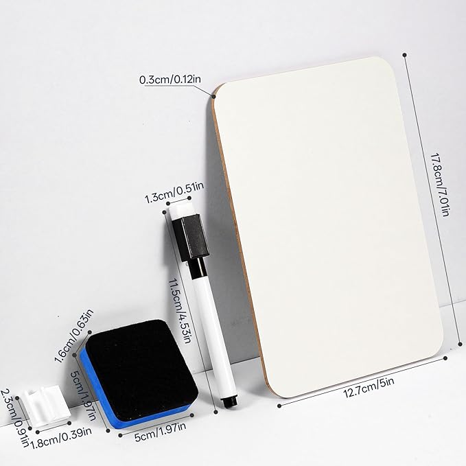 Small White Board 12 Pack Dry Erase Boards 9''x 12'' LapBoards with 12 Erasers & Markers Mini White Board Double Sided Portable Whiteboards for Students Teachers Office School Supplies Lapboards