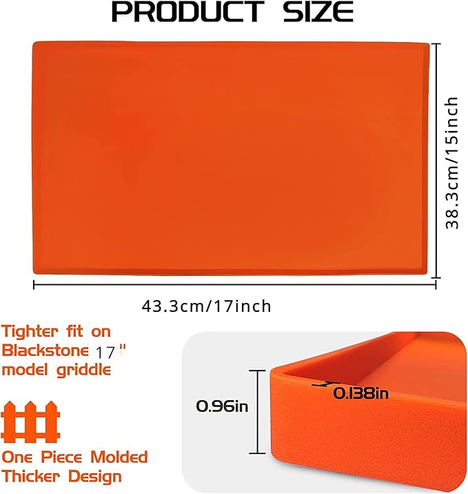 17" Silicone Protective Cover for Blackstone Griddle,Heavy Duty Food Grade Silicone Grill Mat, Protect Griddle from Rodents, Insects, Debris, and Rust,All Season Cooking Protective Cover