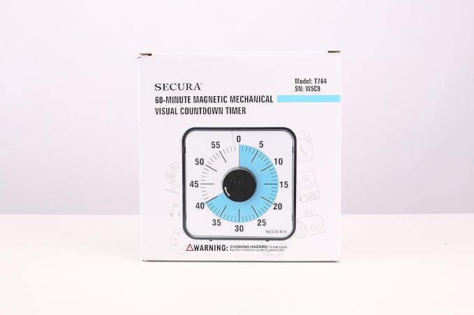 Secura 7.5 Inch Visual Timer, 60 Minute Visual Oversize Countdown Timer for Kids and Adults, Durable Mechanical Time Management Tool (Navy Blue)