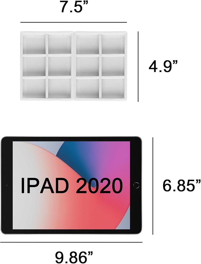 Frebeauty Small Jewelry Tray Set,Stackable Velvet Jewelry Organizer Tray,Mini Jewelry Drawer Organizer,Drawer Inserts,4.92 x 3.74 x 0.9 Inches,6 Grid Earring Organizer for Women(Set 2,White)