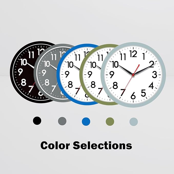 AKCISOT Wall Clock, Modern Small Wall Clocks Battery Operated 10 Inch, Silent Non-Ticking Analog Classic for Office, Home, Bathroom, Kitchen, Bedroom, School(Blue Gray)