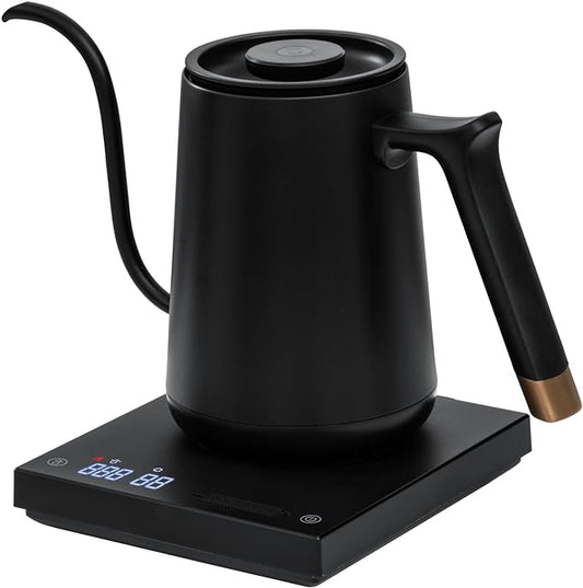 TIMEMORE Fish Smart Electric Coffee Kettle 600ML, Gooseneck Pour Over Kettle for Coffee and Tea Variable Temperature Control, Home Edition Black