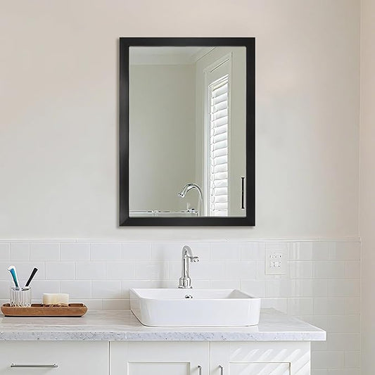 Ruomeng Rectangular Wall Mirror 20" x 28" for Bathroom, Bedroom, Entryway, Living Room, Black