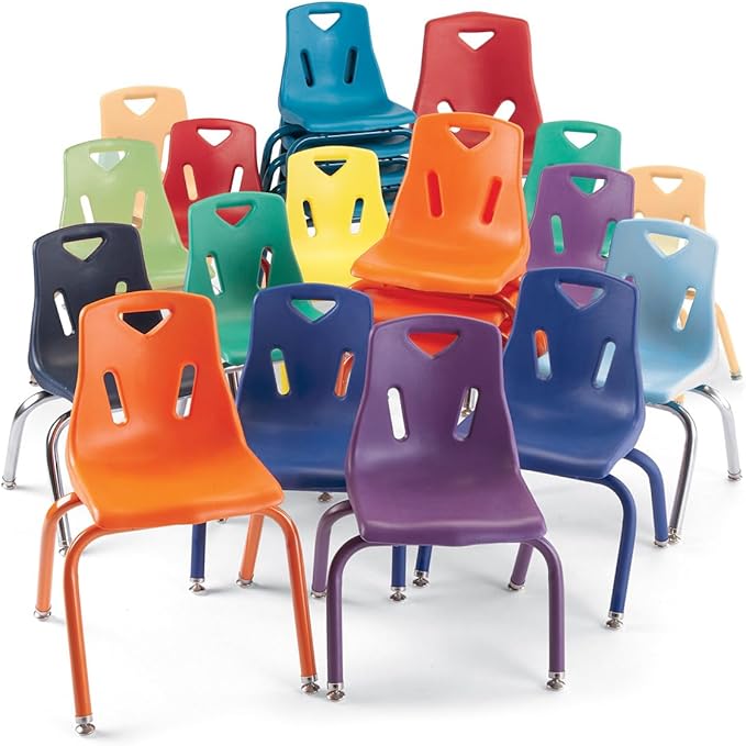 Jonti-Craft Berries 8140JC1112 Stacking Chair with Chrome-Plated Legs, 10" Height, Navy