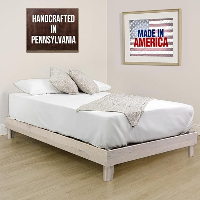 Solid Hardwood Platform Bed Frame with Slats, Quality Crafted in Pennsylvania, USA from Poplar by Mennonite Artisans, No Box Spring Needed, Easy Assembly