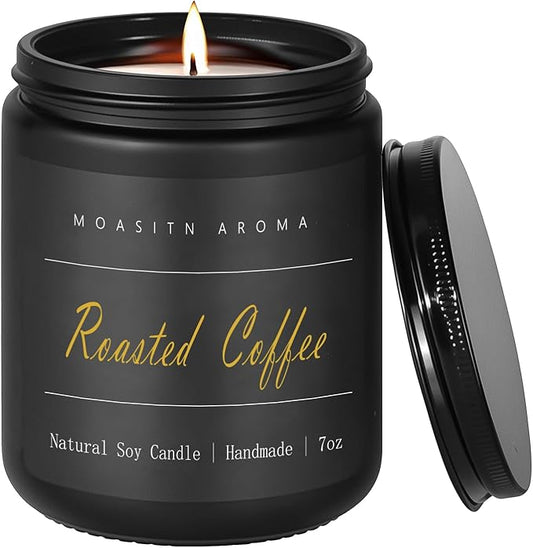 MOASITN Roasted Coffee Highly Scented Candle for Home|Organic Soy Candel| Handmade Long Lasting Aromatheraphy Jar Candles| Gift for Women,Men for Relaxing,Housewarming,Autumn|7oz