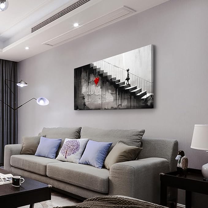 Lapremoly Canvas Wall Art For Living Room Wall Decor For Bedroom Girl Room Office Decoration Kid Graffiti Street Wall Painting Banksy Watercolor Pictures Print Artwork Modern Home Decor 20 X40 In