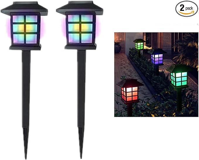 Outdoor Solar Pathway Lights Waterproof 2-Packs Outside LED Decorative Lights Landscape Lighting for Yard Patio Driveway Garden (RGB)