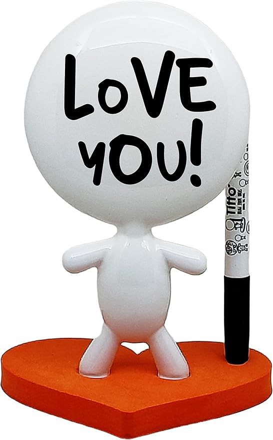 TITTO in Love, Draw Your Ideas - Halloween Gadgets Desk Gifts - Small Desktop Whiteboard Dry Erase - Ceramic Doll - Orange Office - Create Funny Faces (Orange)